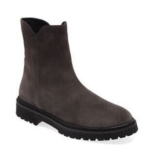 AQUATALIA Madelyn Suede Ankle Boots Water Resistant Gray Lug Sole 9.5 New $395